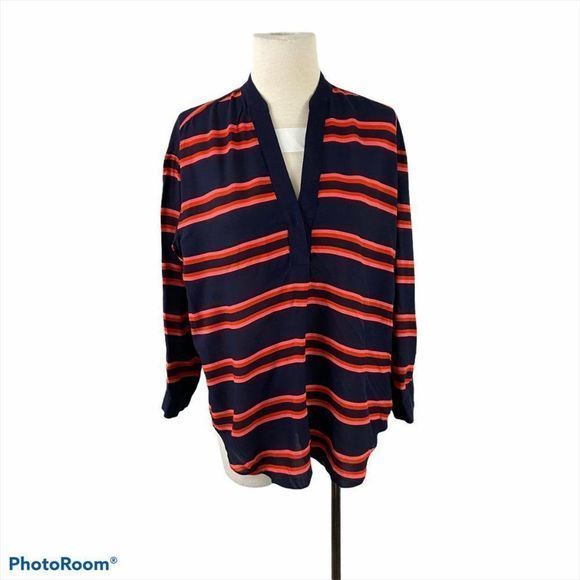 🌿4/$35 🌿GAP Blue‎ & Red Stripe Split Neck - Picture 9 of 9